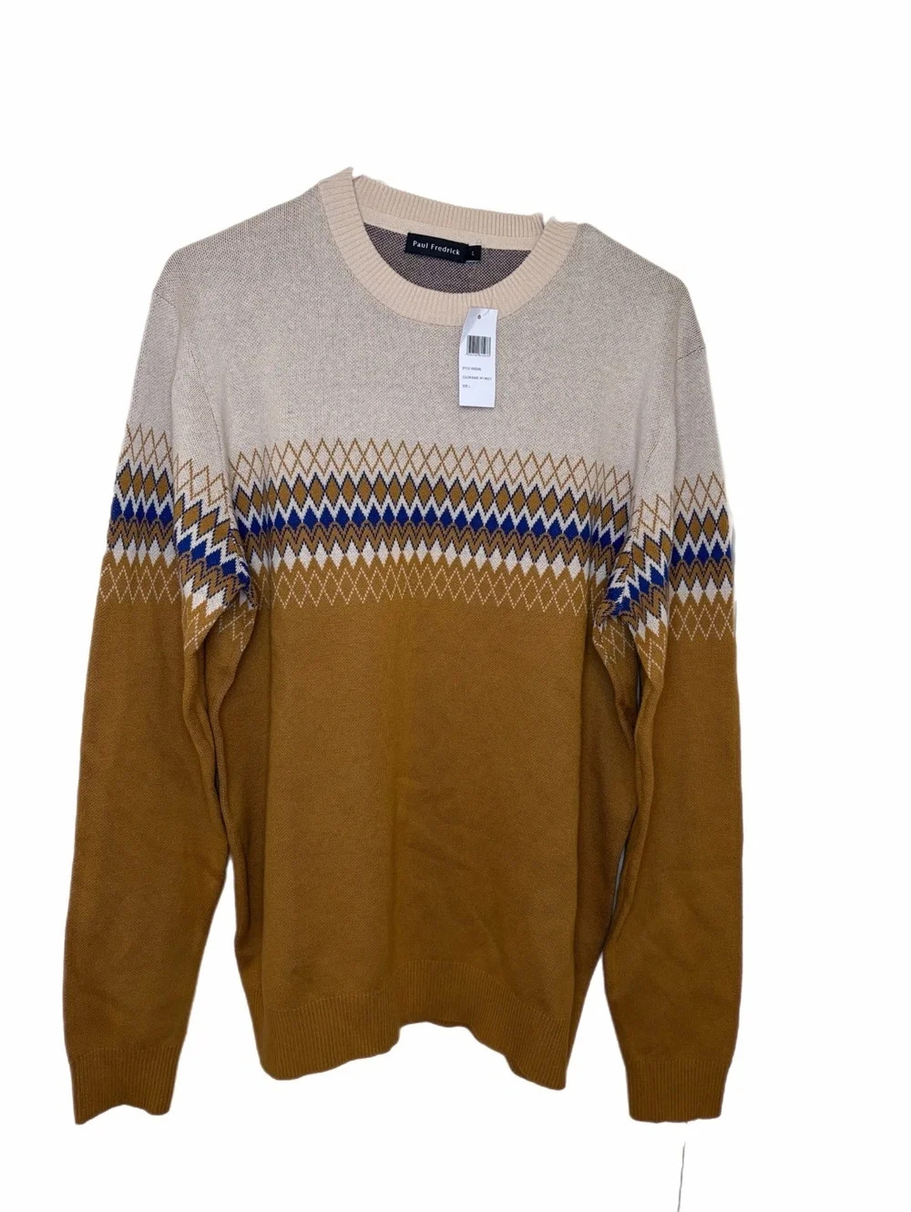Paul Fredrick vintage 70's syle mod argyle 100% cotton Sweater